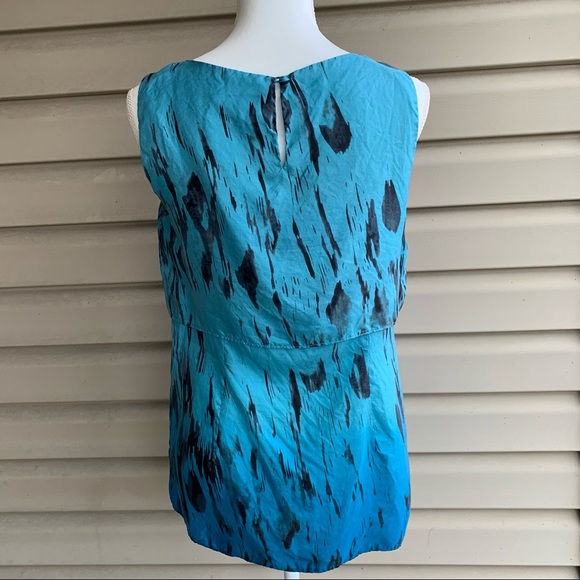 •CAbi• Tiered 100% Silk Top Teal/Black Ombre-Med - Picture 5 of 9